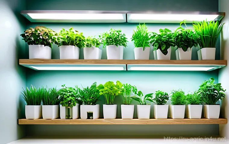 재배용 LED 조명 선택법 - Prompt for Linear LED Grow Lights (Seedlings & Greens)**

"A cozy and well-organized indoor gardenin...