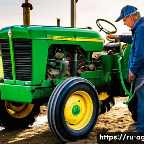 Home 26 농기계 유지보수 방법 - **Prompt:** A seasoned, middle-aged farmer, wearing sturdy, practical work attire and a weathered ca...